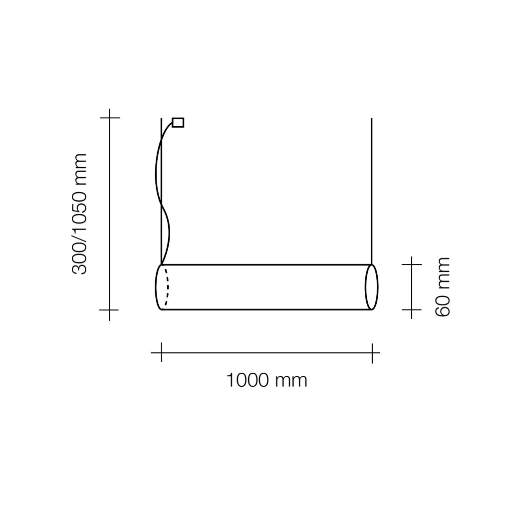 PIRGOS Sospensione tubo LED 3000k 2000lm 19,2w cilindrico larghezza 100 cm