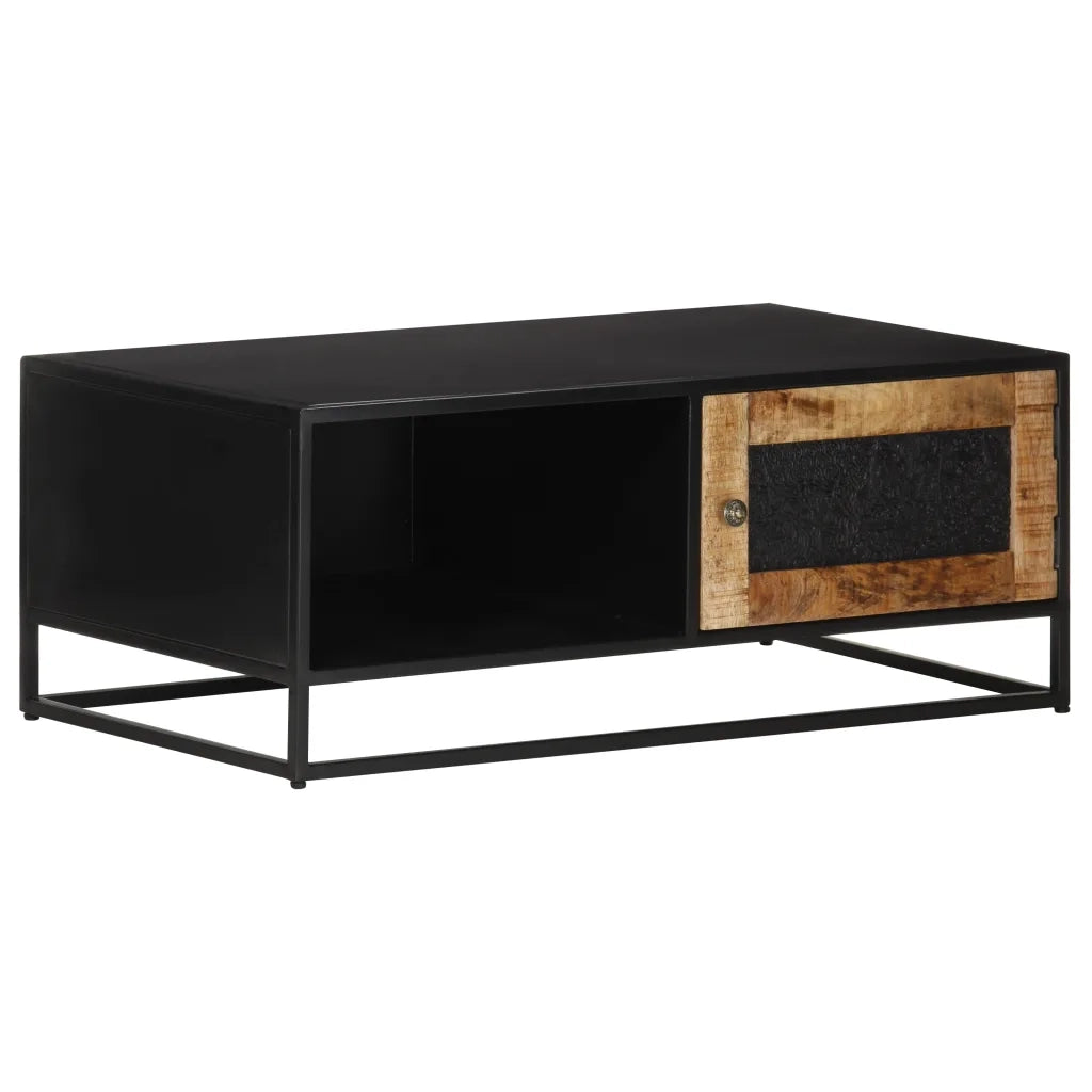 Tavolino da Salotto-Tavolino da soggiorno-Tavolo 90x50x35 cm in Legno di Mango Grezzo