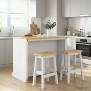 Set isola da cucina 3 pcs Bianco e Cera di Miele Pino Massello 3425397