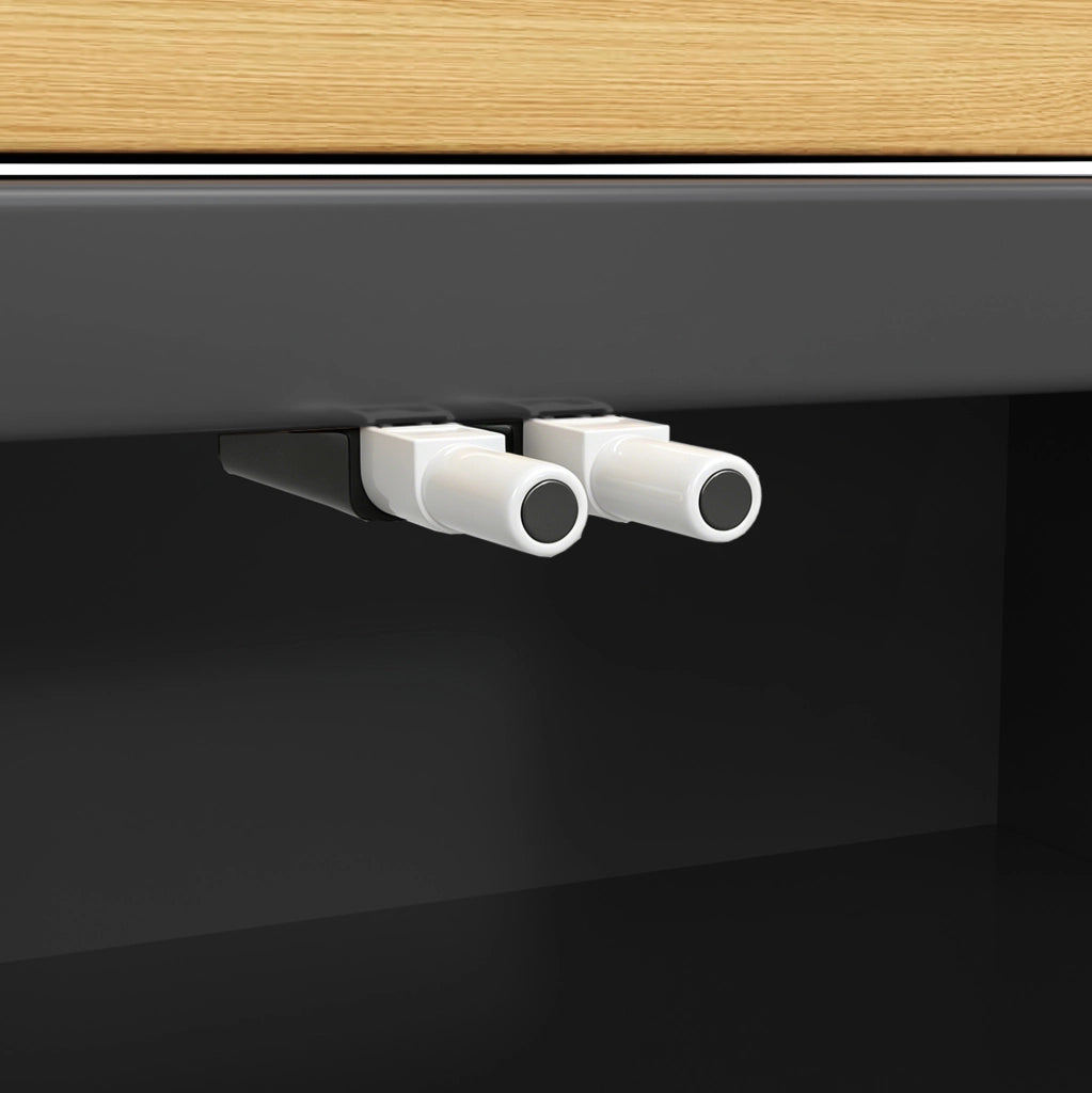 Tavolo da pranzo estensibile 120-197 cm nero MDF e vetro; mobile laterale