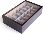 Cassettiera in legno massello - adatta per 12 orologi - colore espresso