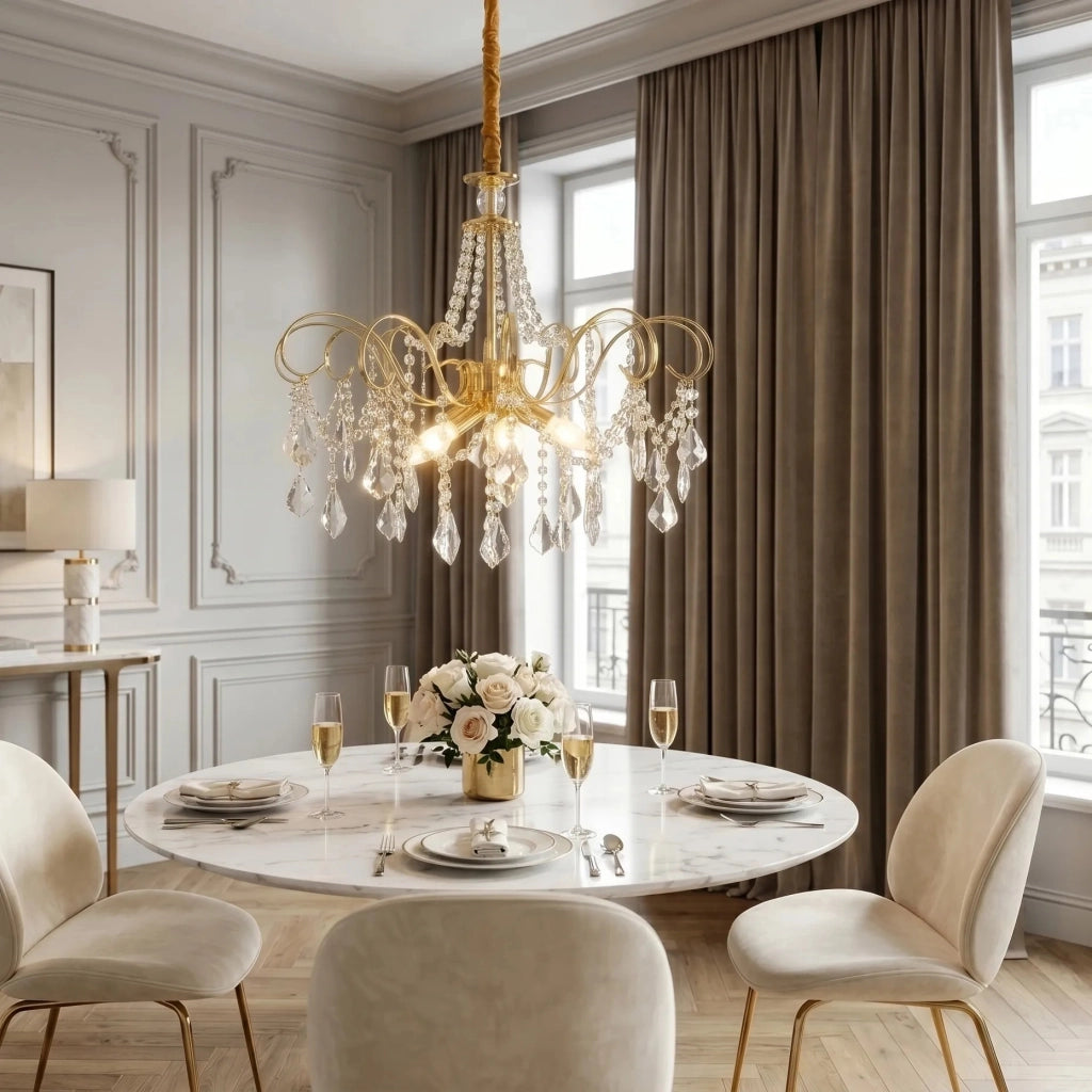 Lampada A Sospensione In Cristallo Swe076-cp 50cm Gold