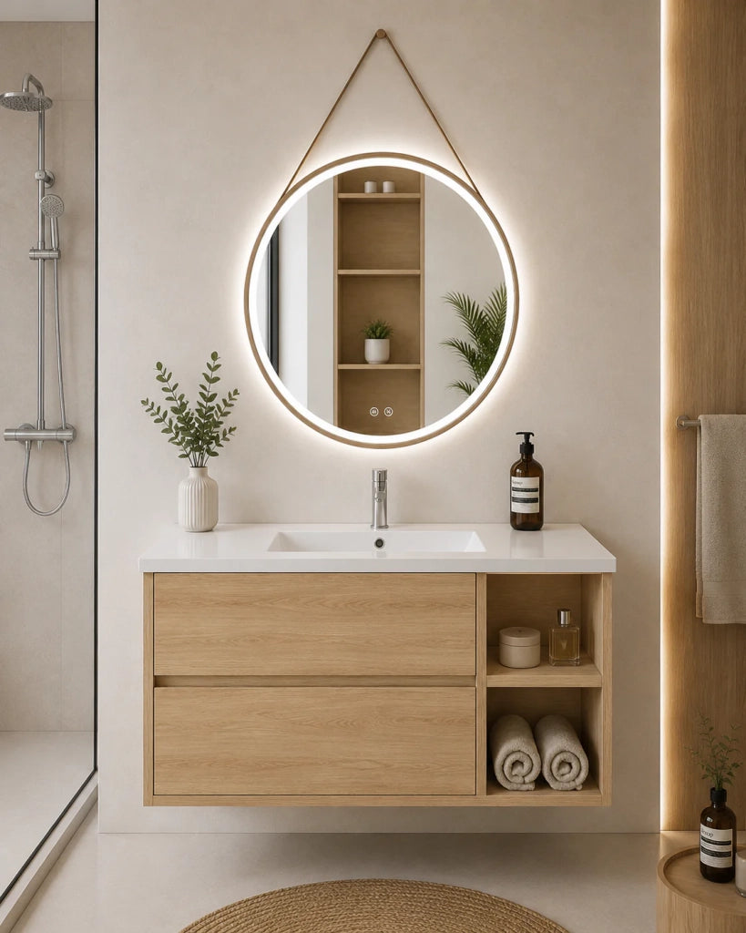 Mobile bagno con lavabo ORIGENBATH ZEUS senza specchio 90x40 cm Destra estepa
