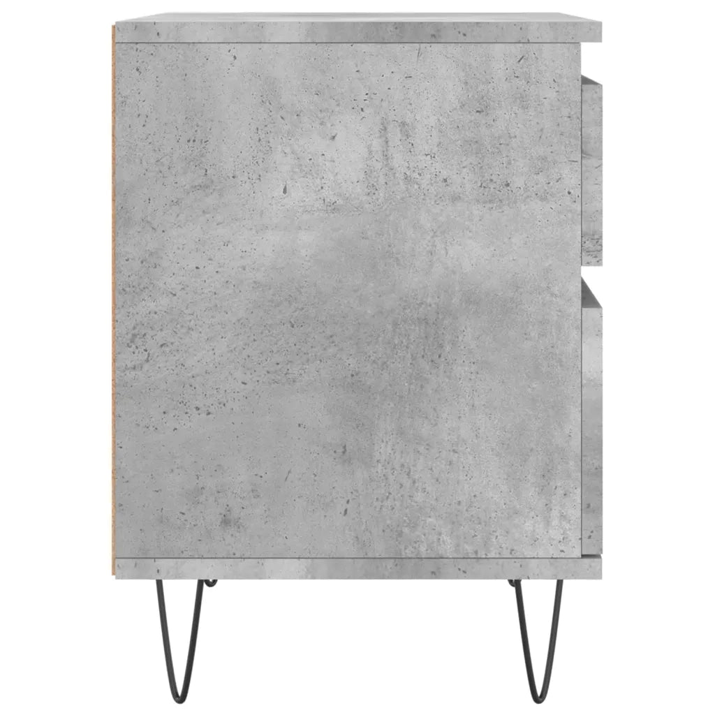 Set di 2 Comodini | Armadio da Notte | Mobiletto da notte Grigio Cemento 40x35x50 cm in Legno Multistrato