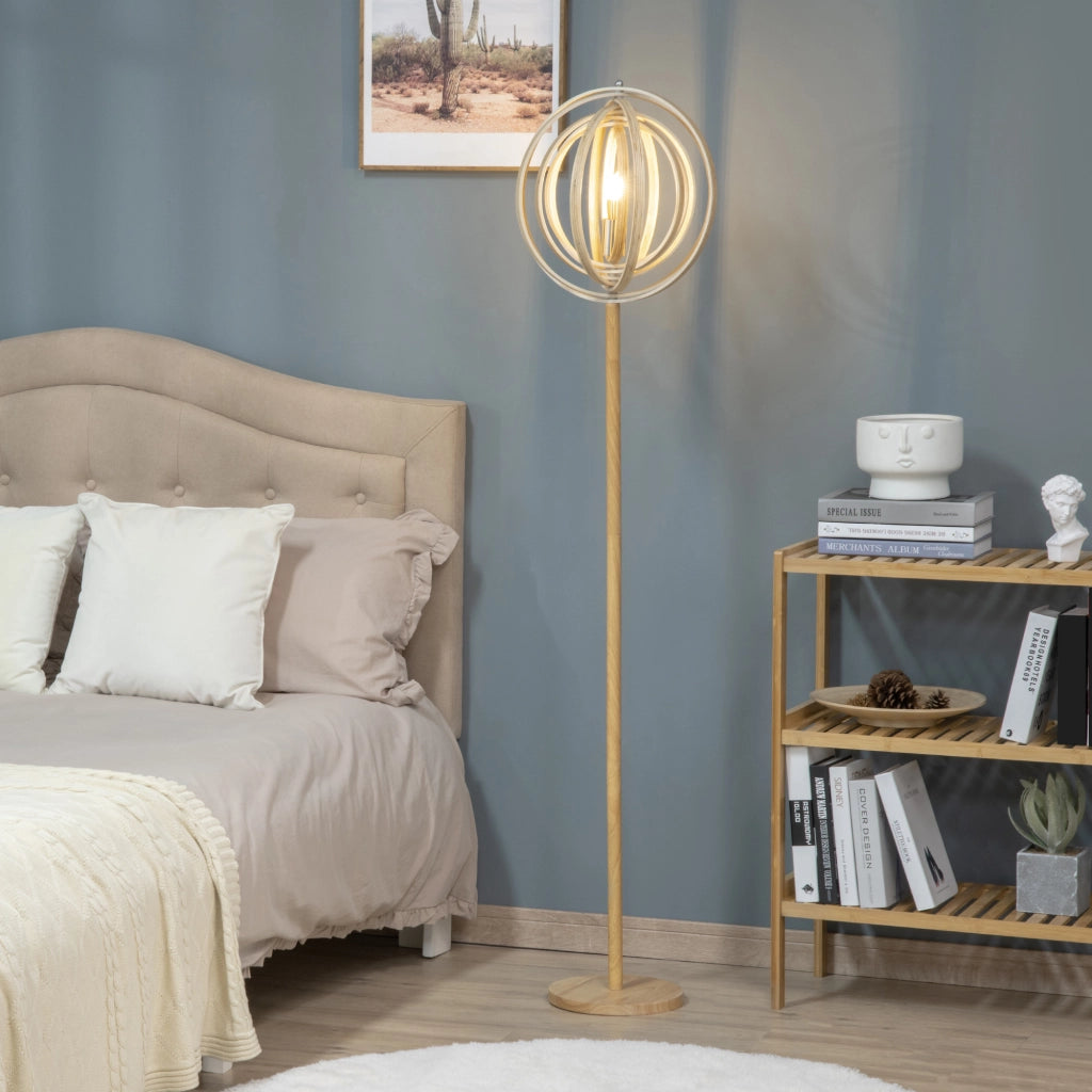 Lampada da Terra Circolare ¨C zephmum ¨C Legno Chiaro ?38x160cm 40W