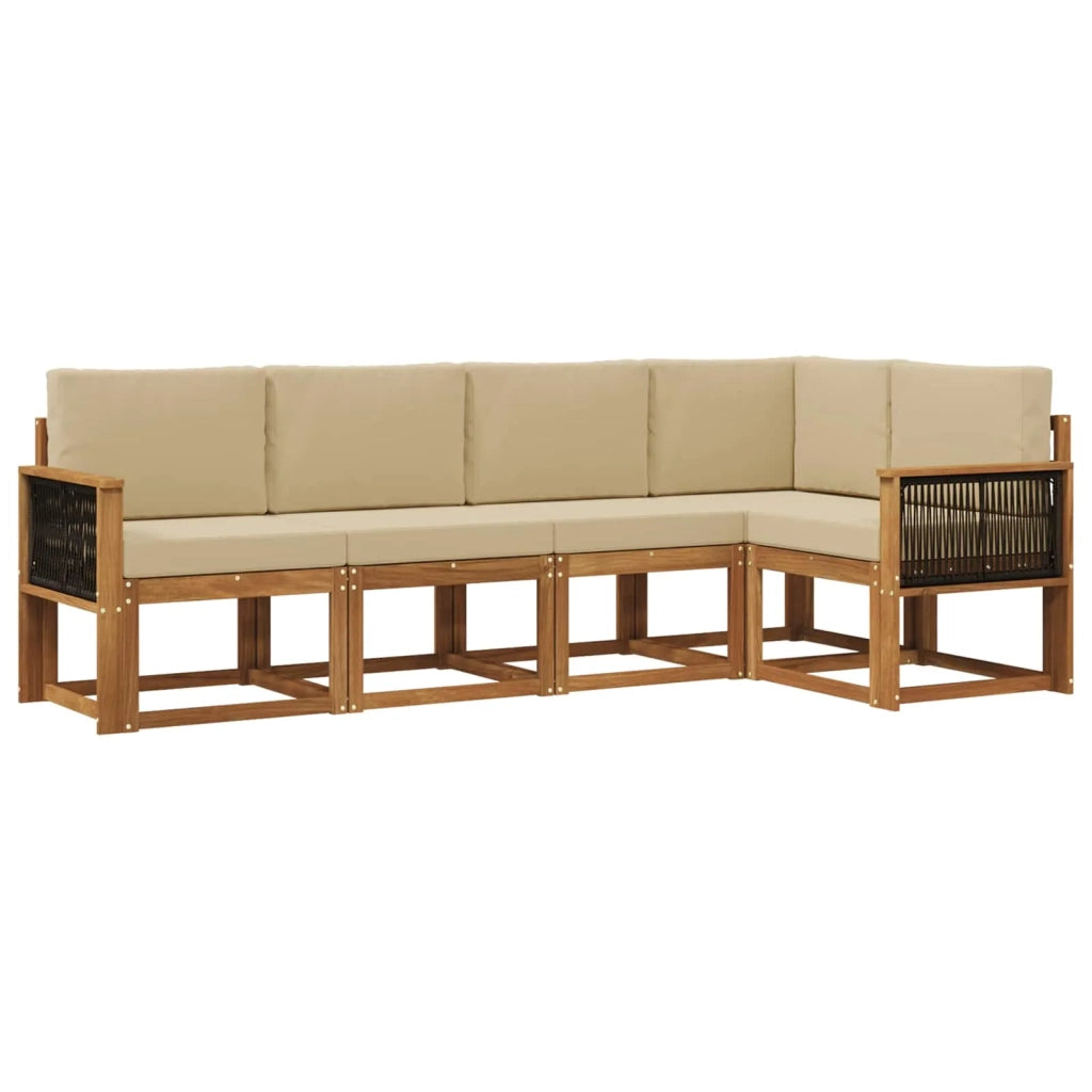 Set di divani da esterno 5 pcs Naturale e Beige Poliestere
