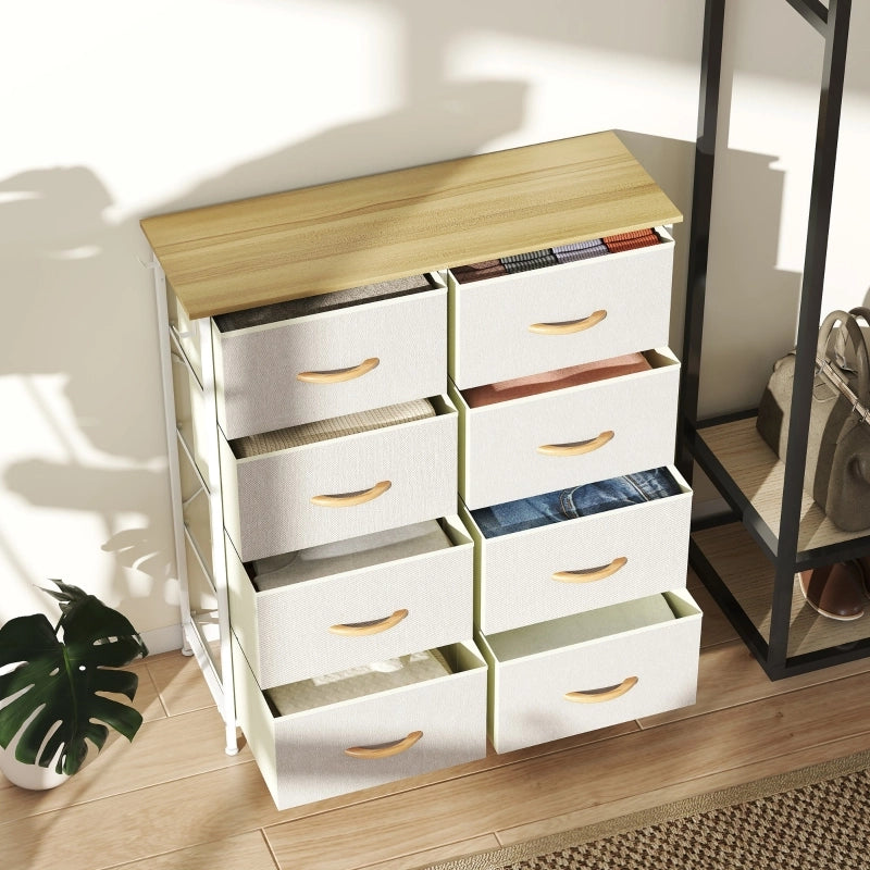 CASSETTIERA con 8 cassetti in tessuto 86x30x94,5 cm Beige in acciaio