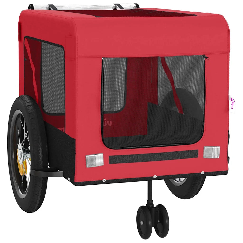 Rimorchio da Bici per Animali Rosso e Nero Oxford e Ferro CFW7977276