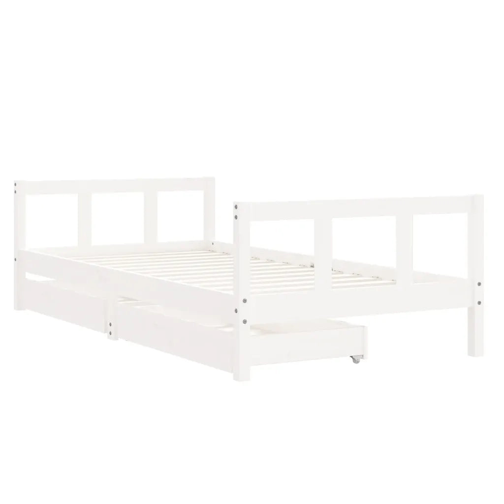 Giroletto Bambini | Letto Infantile | Lettino con Cassetti Bianco 90x190 cm Massello Pino