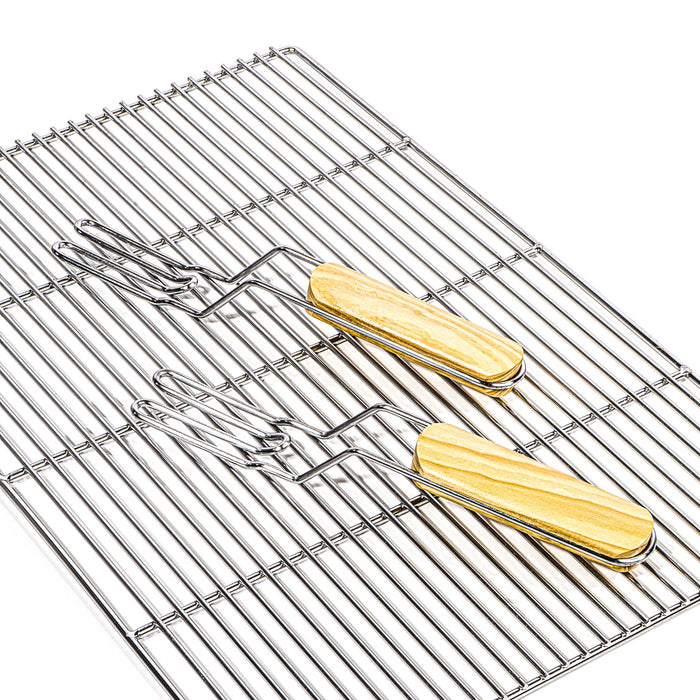 Griglia rettangolare per BBQ 67x40 cm In acciaio inox con manici Per grill a gas, a sfera ecc