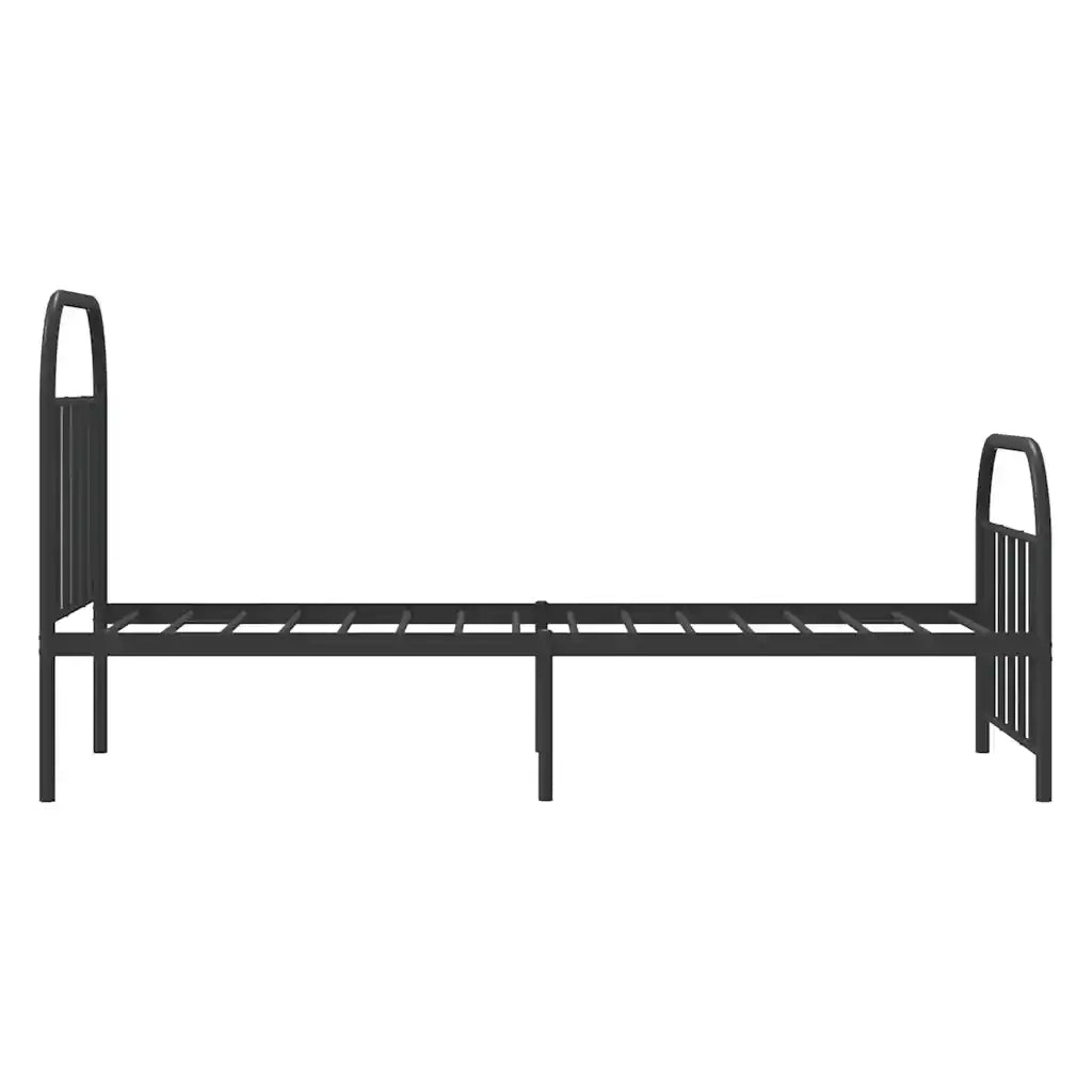 Letto singolo | Letto per adulti | Giroletto con Testiera e Pediera Metallo Nero 90x190 cm