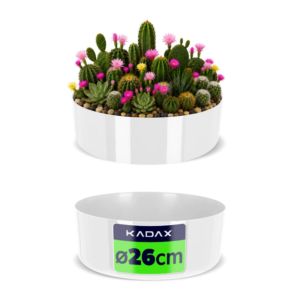 Vaso da fiori KADAX, coprivaso, ciotola bianca per composizioni floreali, rotondo, 26 cm