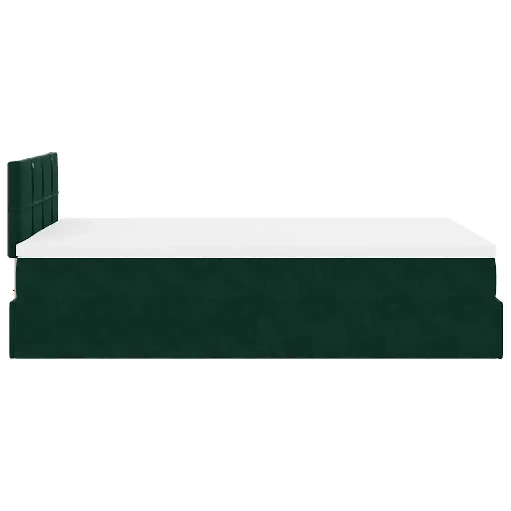 Pouf Letto con Materasso Verde Scuro 120x190 cm Velluto 3311762