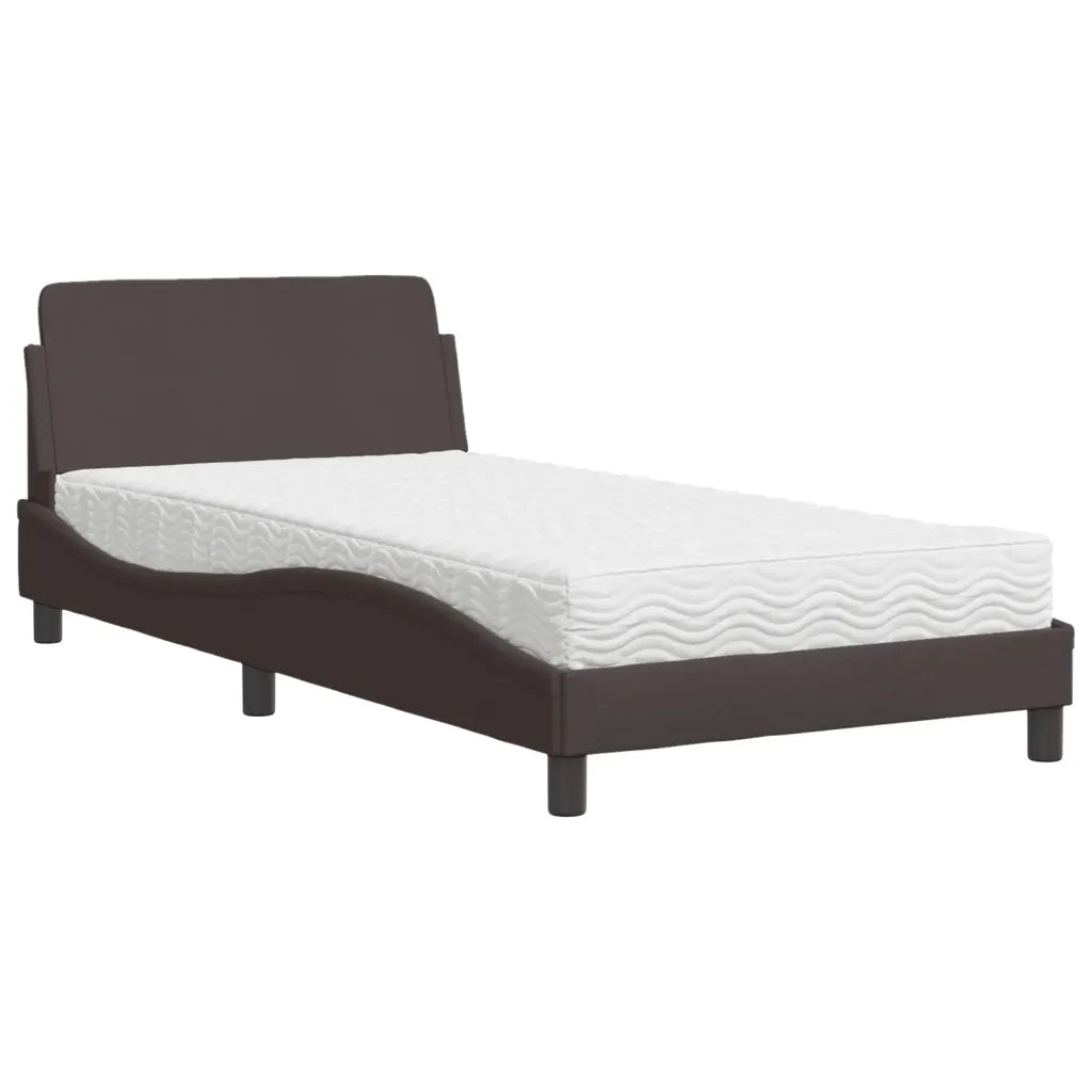 Letto con Materasso Dover Marrone Scuro 100x200 cm in Tessuto 3208347