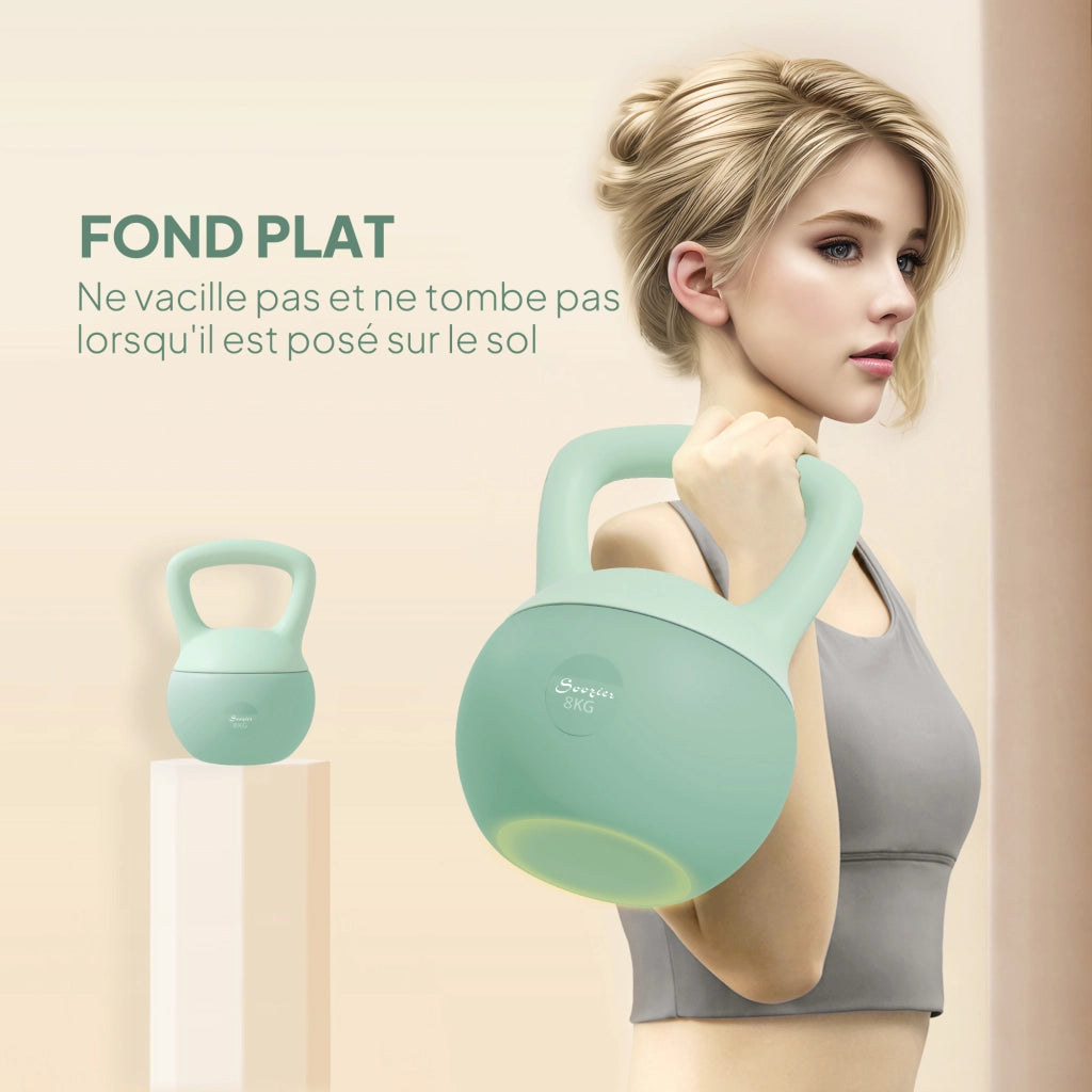 Kettlebell 8 kg ¨C zephmum ¨C 19x19x28 cm, verde, maniglia antiscivolo