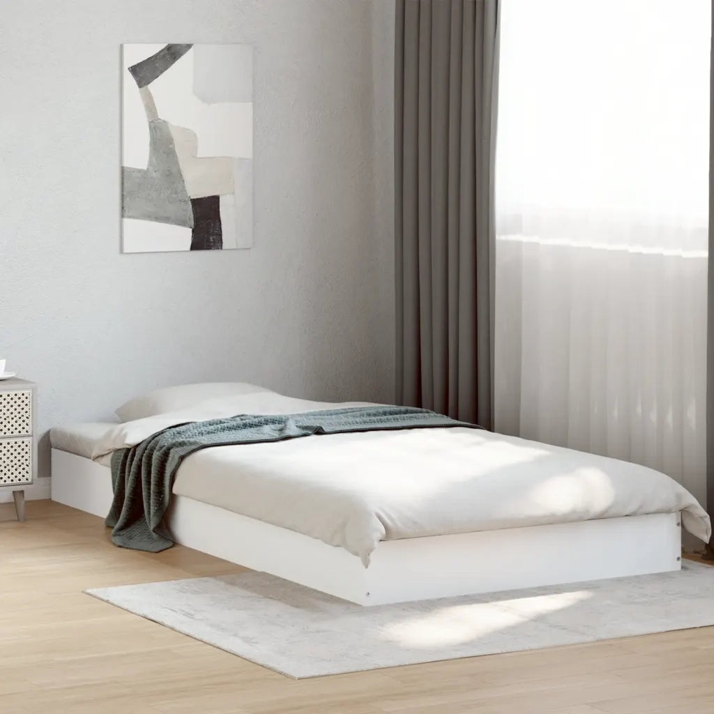 Letto singolo | Letto per adulti | Giroletto Bianco 90x190 cm in Legno Multistrato