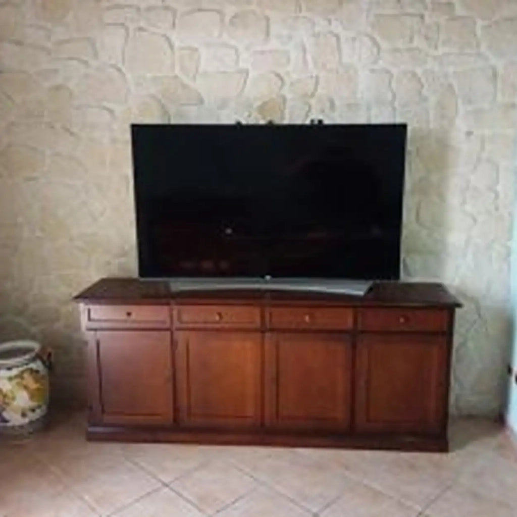 Credenza madia buffet in legno mod Martini 4 porte arte povera noce scuro