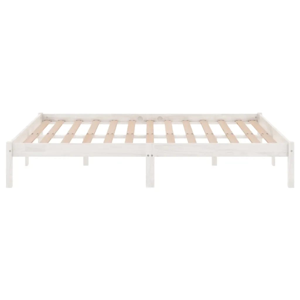 Letto matrimoniale | Letto per adulti | Giroletto Bianco in Legno Massello di Pino 140x190 cm