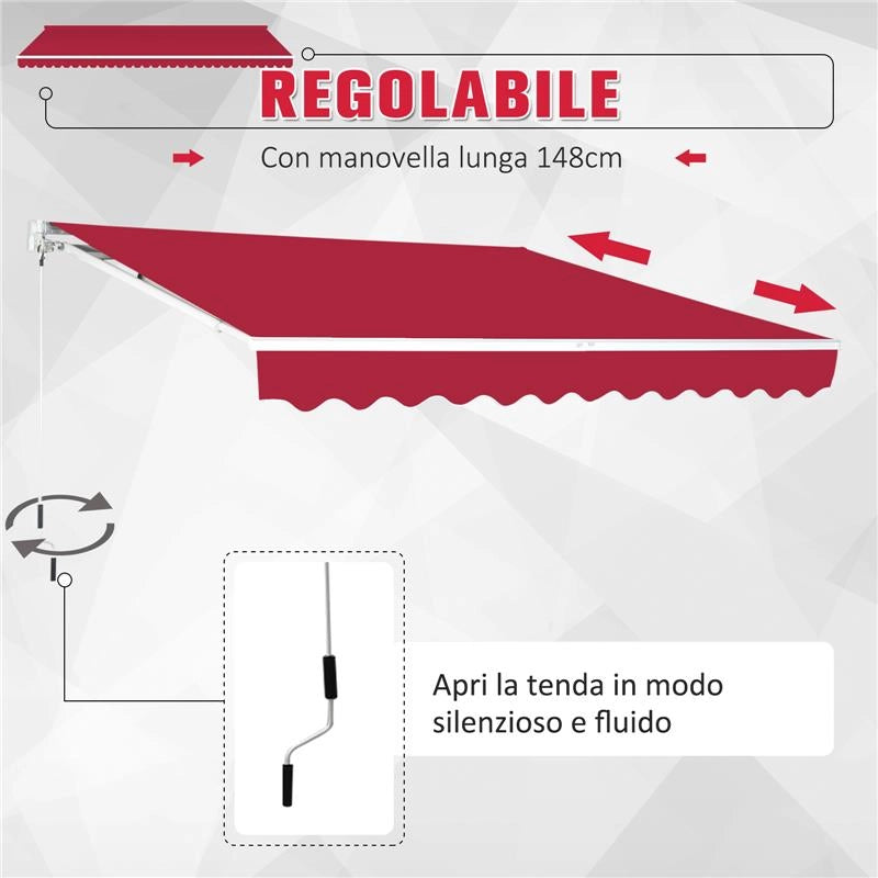 TENDA DA SOLE PER ESTERNO AVVOLGIBILE 300 X 250 CM COLORE ROSSO