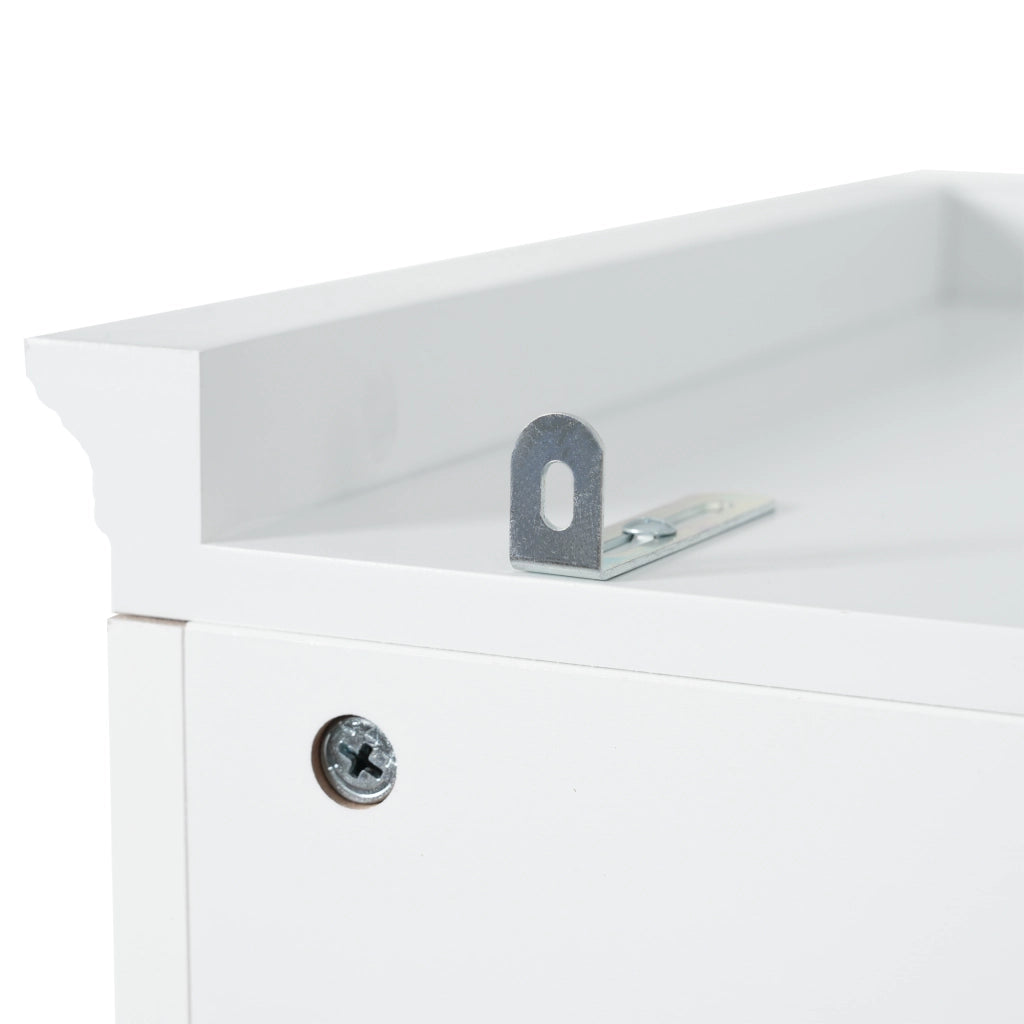 Armadietto da bagno con 2 cassetti, 2 ante e ripiani aperti, in MDF, per bagno, bianco, 60 × 40 × 180 cm