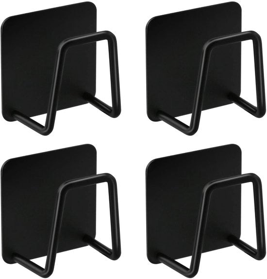 Supporto per asciugamani - Sostegno appeso - Autoadesivo - Impermeabile - Acciaio inossidabile - 4 pezzi 5x5 cm - Organizzatore per la cucina