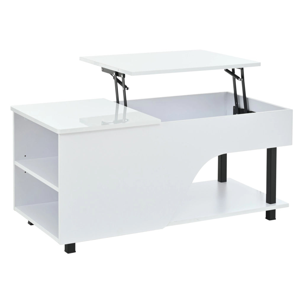Tavolino lucido, illuminazione a LED, altezza regolabile, design traforato, 50 x 100 x 46 cm, bianco