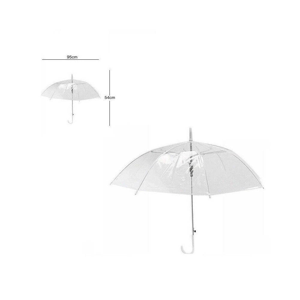 Trade Shop - Ombrello Opaco In Pvc Protegge Pioggia Sole Per Bambini Bimbi Manico Bianco -