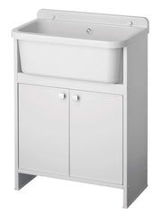 Mobile Lavanderia in PVC 54x26x80 cm 2 Ante per Interno ed Esterno Forlani Clear Bianco