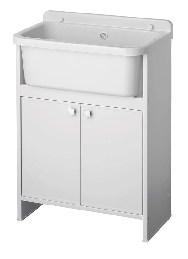 Mobile Lavanderia in PVC 54x26x80 cm 2 Ante per Interno ed Esterno Forlani Clear Bianco