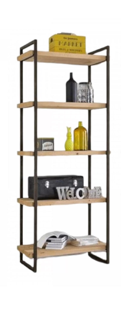 Libreria industrial cortina in legno massello di abete 80x45x205 - Mobili 2G