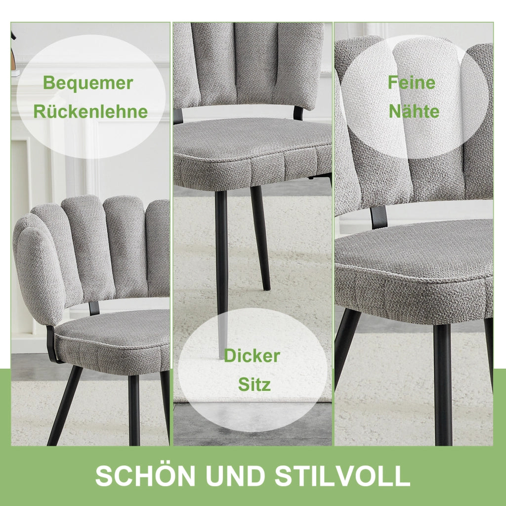 SEDIA con schienale a fiore 80 cm Velluto grigio chiaro e gambe nere