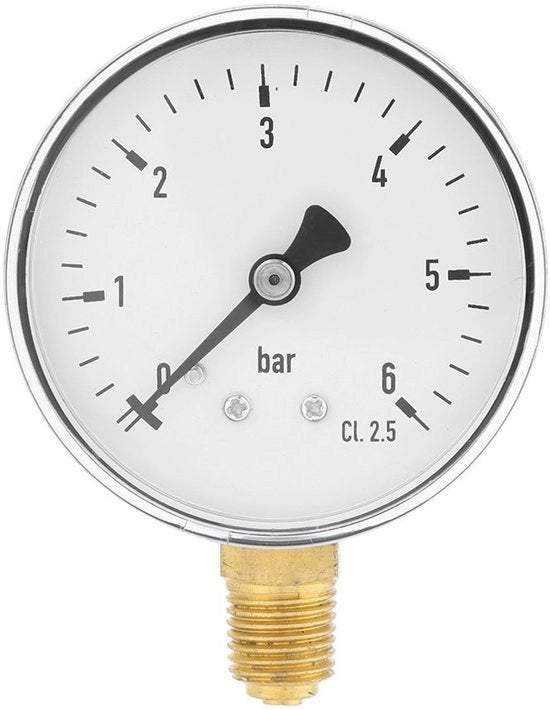 Deltametro 6 cm indicatore - Deltametro 0-6 bar - Manometro fissaggio laterale - Connettiore 1/4 pollici NPT - Scatola metallica - Numeri di lettura chiari