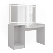 Vicco Tavolo da toeletta Bianco/bianco lucido 119.8 cm con specchio LED