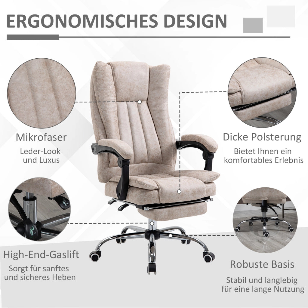 Sedia da ufficio reclinabile con poggiapiedi ¨C Minimal ¨C Beige, nero, metallo, 63x71x110-118 cm