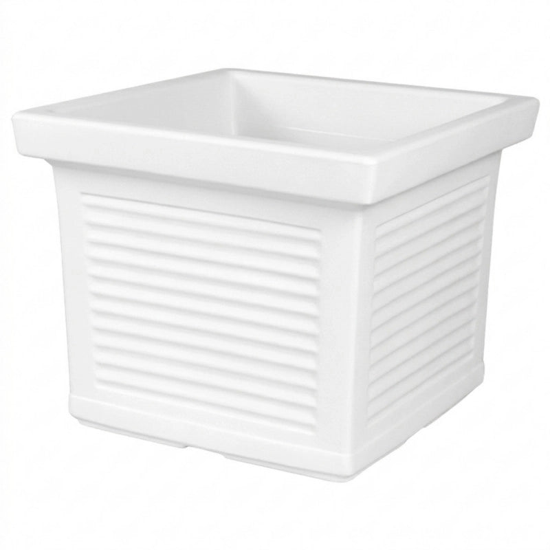 Vaso quadrato decorativo classico tradizionale 40x40 H33 in polimero resistente bianco per piante per giardini e terrazze - Made in Italy - Monacis