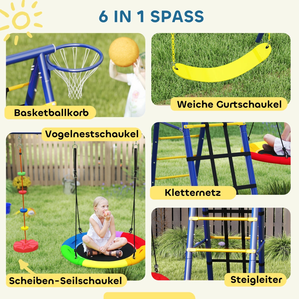Altalena per bambini ¨C zephmum ¨C Set 6 in 1, 3-8 anni, acciaio, colorato