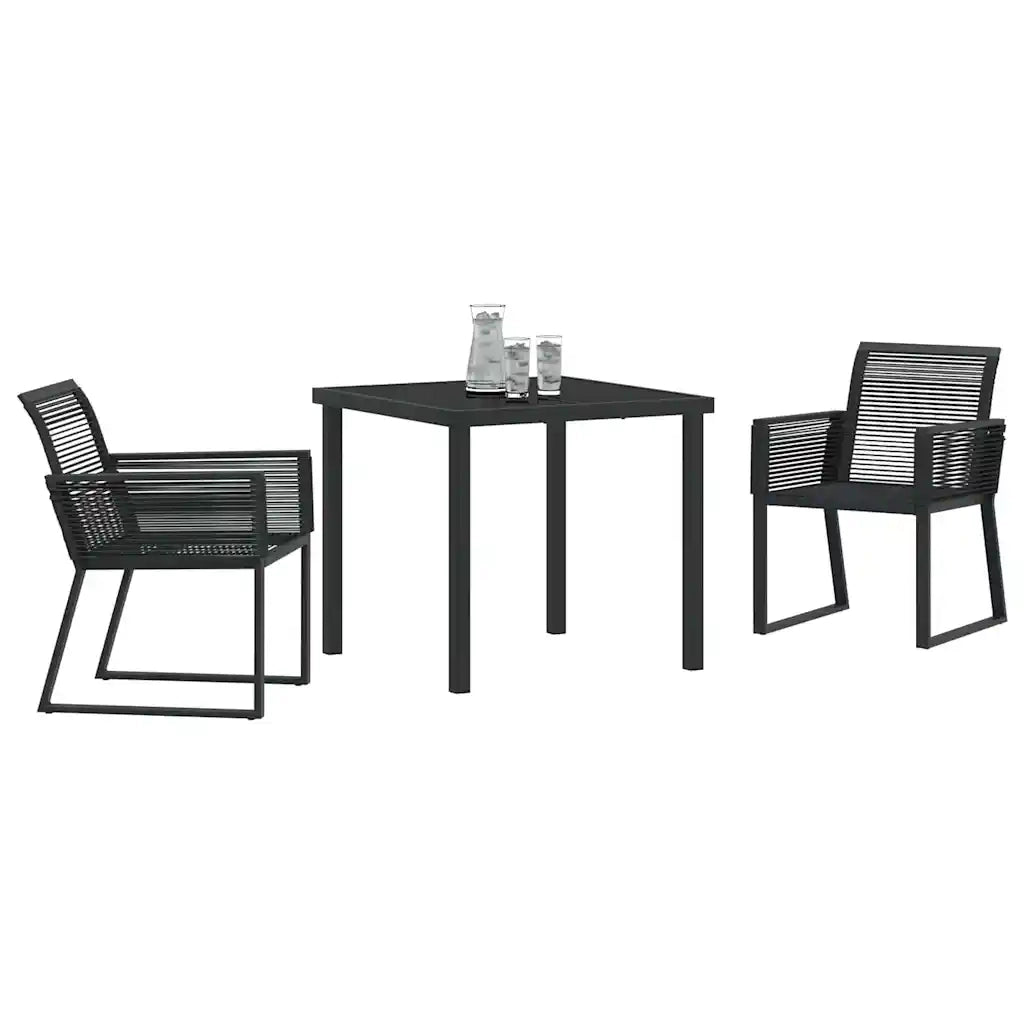 Set da Pranzo per Giardino 3 pcs Nero