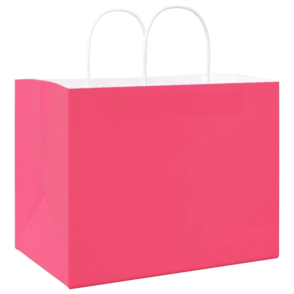 vidaXL Sacchetti di Carta 250 pz con Manici Rosa 32x22x24 cm
