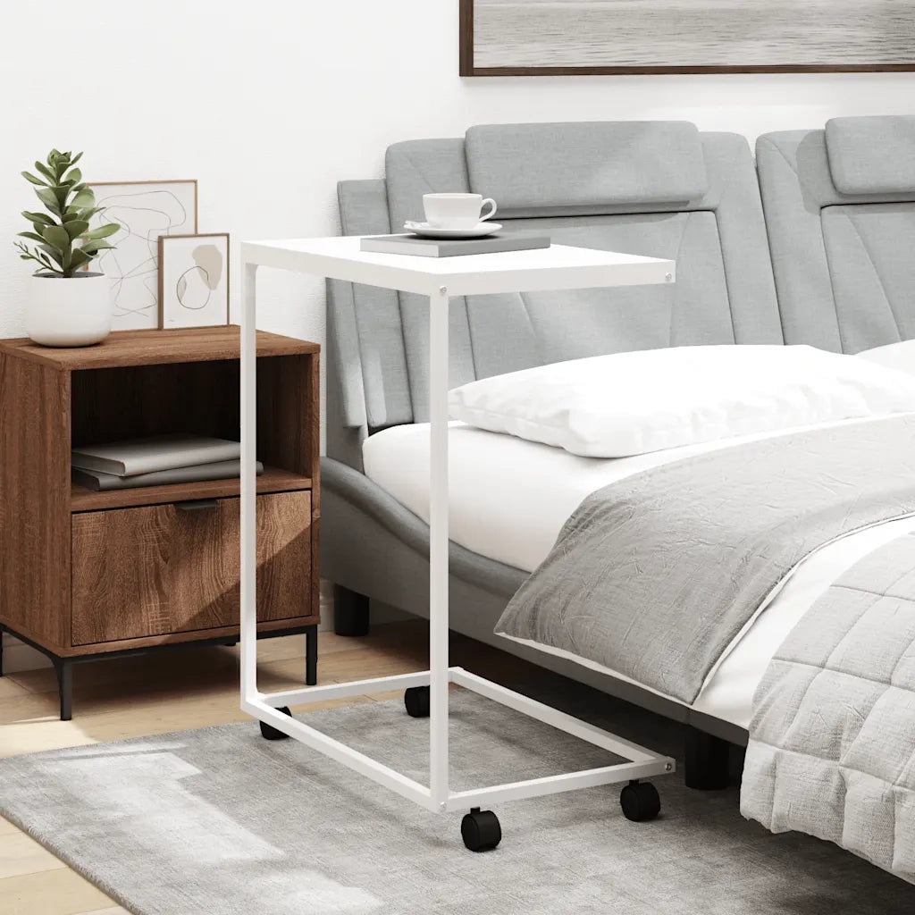 Tavolino con Ruote Bianco 55x35x70 cm in Legno Multistrato cod mxl 61844