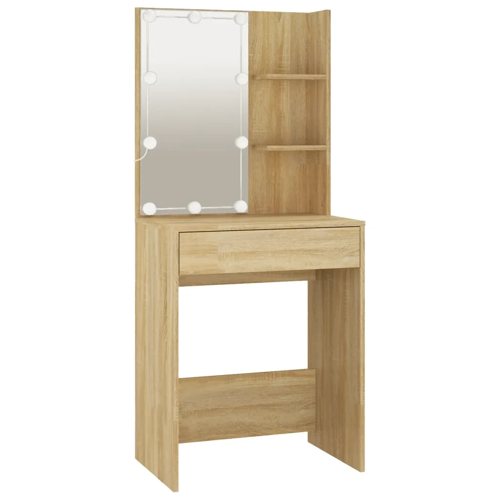 Set Tavolo da Toeletta con LED Rovere Sonoma Legno Multistrato 3114101
