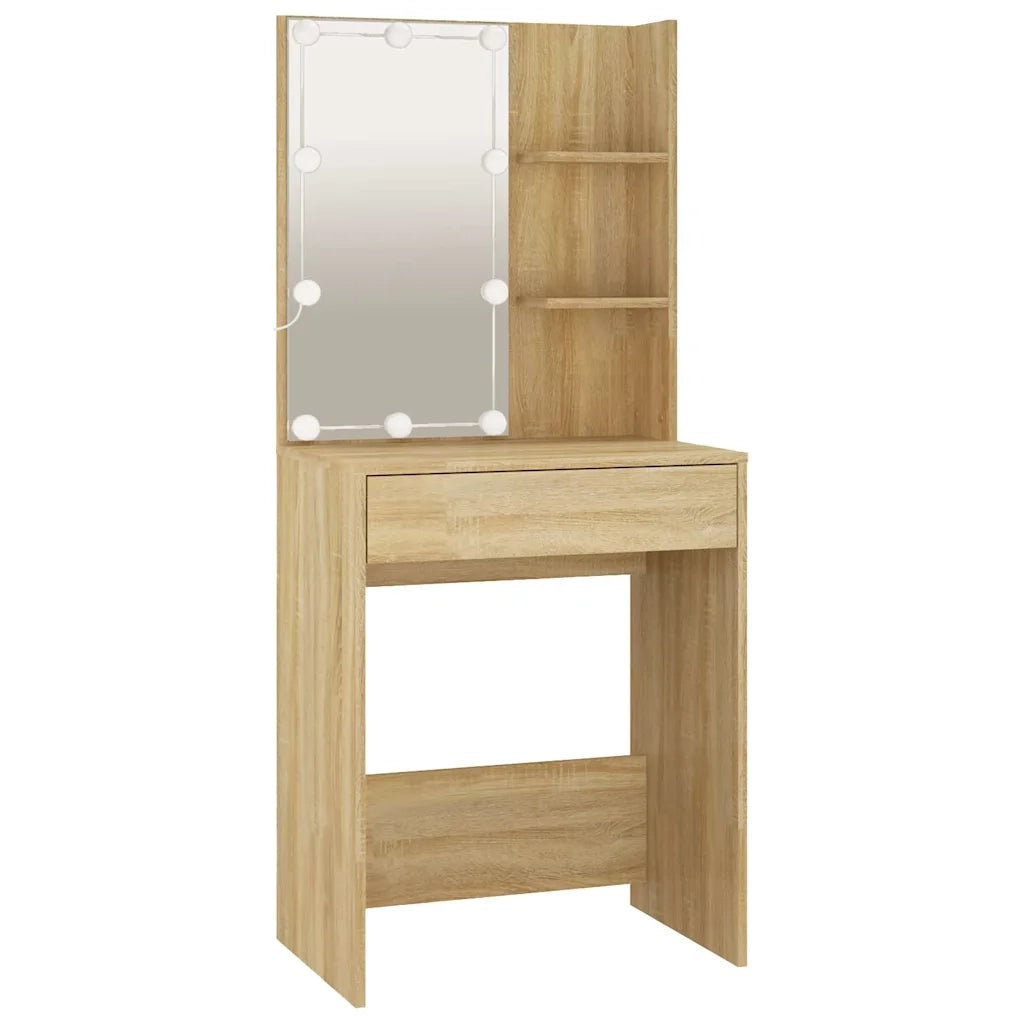 Set Tavolo da Toeletta con LED Rovere Sonoma Legno Multistrato 3114101