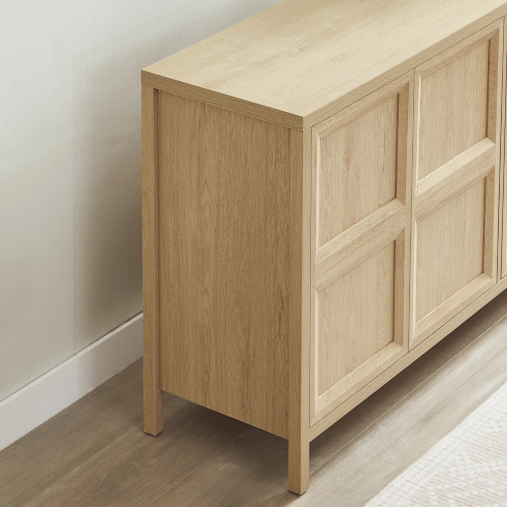 Credenza con 2 vani e apertura Tip-On; per soggiorno; in MDF; 160x40x80 cm; rovere