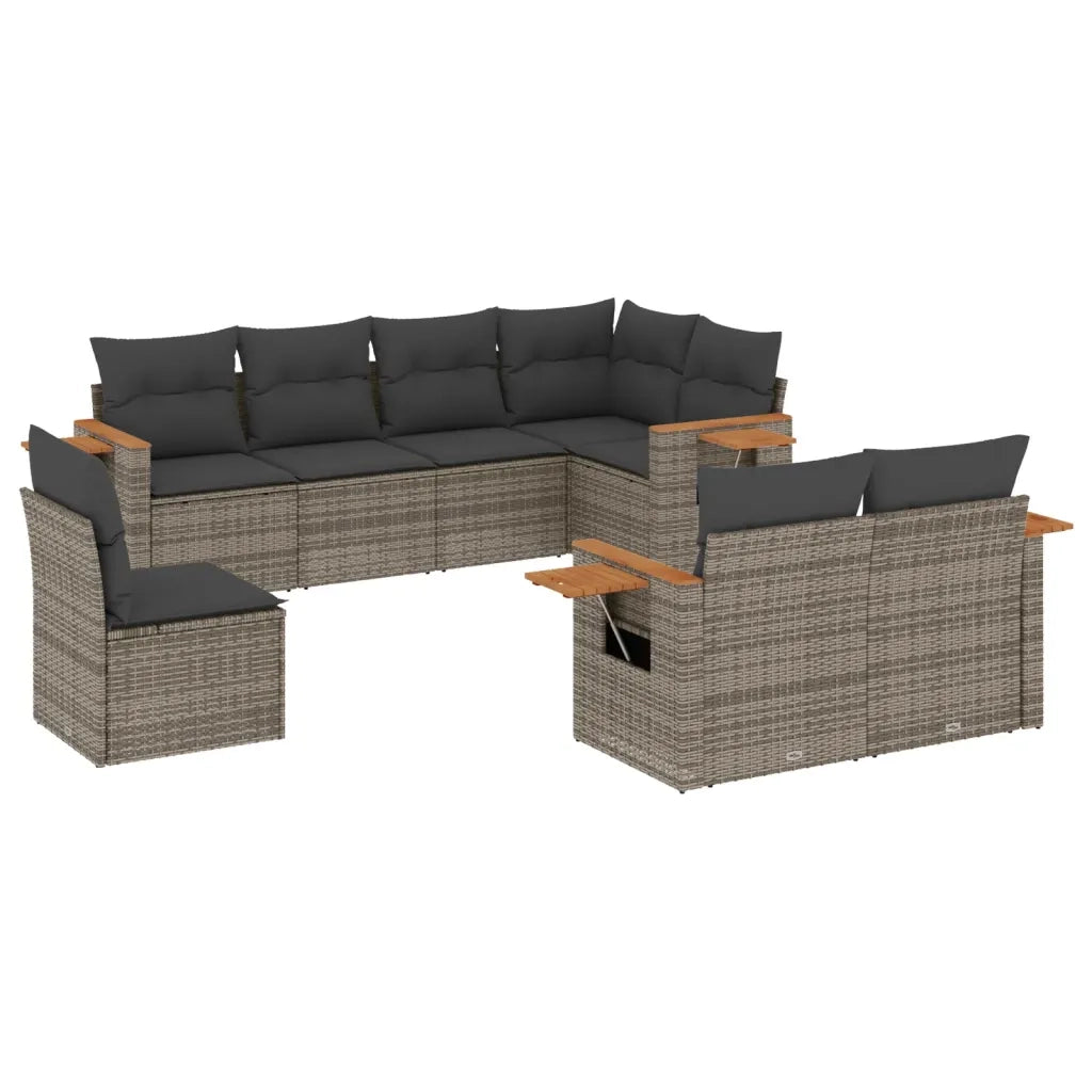 Set Divano da Giardino 8 pz con Cuscini Grigio in Polyrattan 3227005