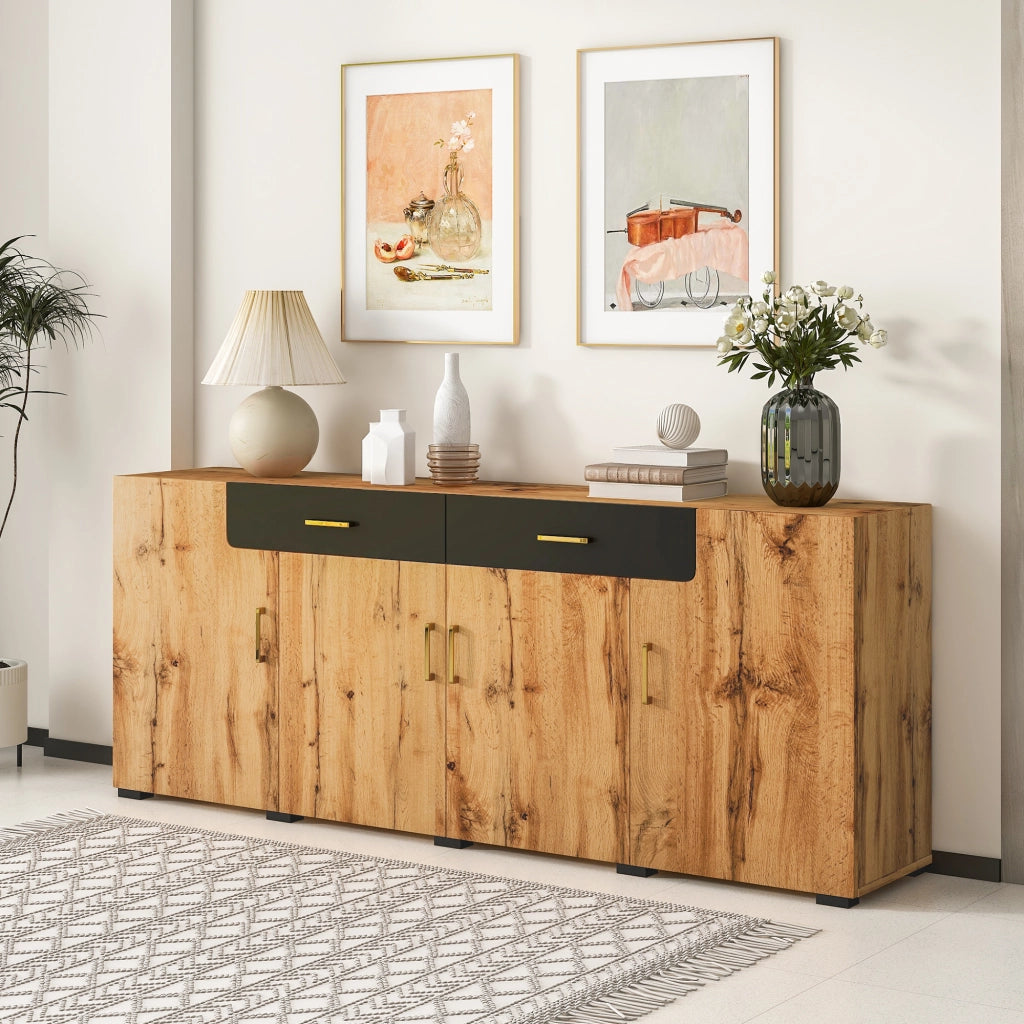 Sideboard per cucina - Zephmum- 208 x 39.5 x 80 cm, 4 ante, 2 cassetti