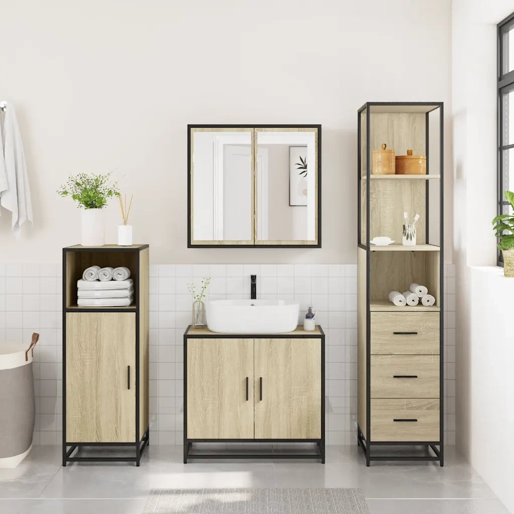 Armadietto Bagno Rovere Sonoma 35x37,5x166 cm Legno Multistrato 849245