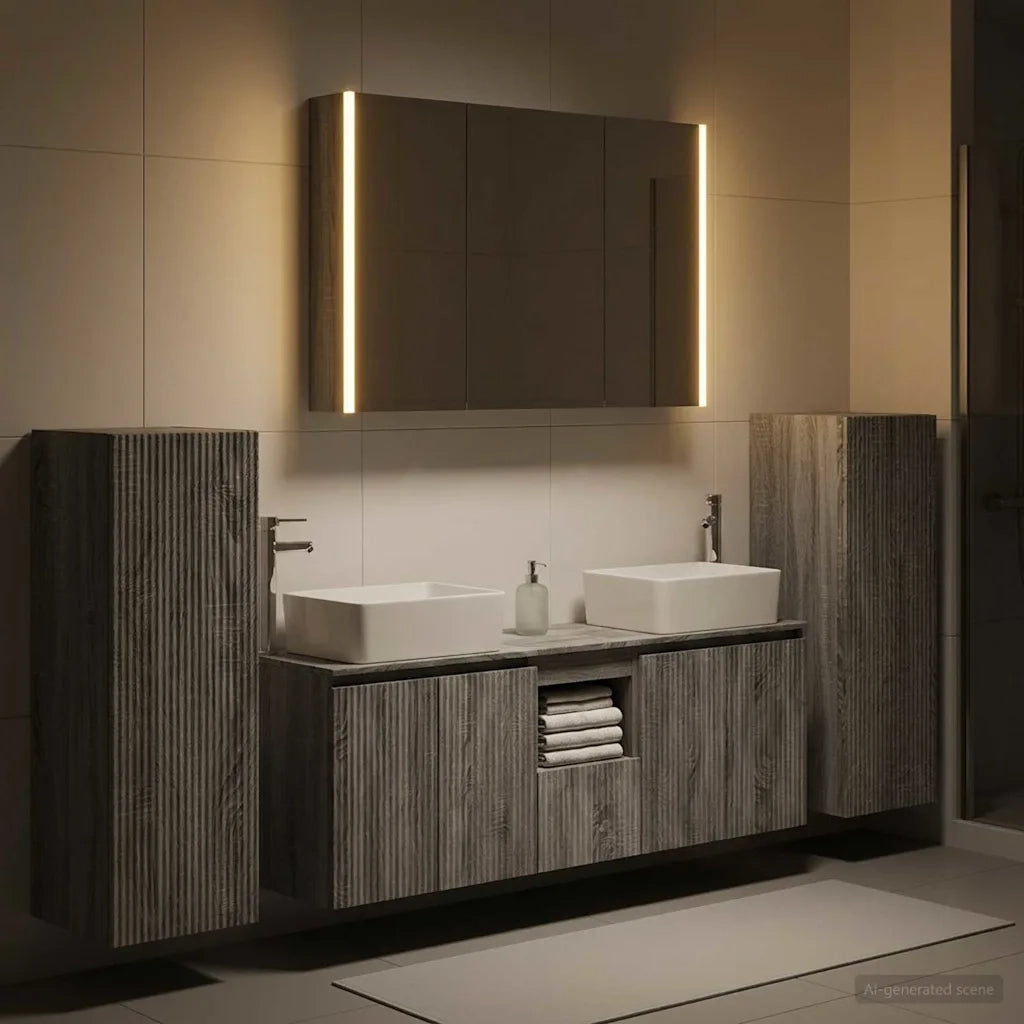Set di mobili per il bagno 6 pcs Sonoma grigio 3407172