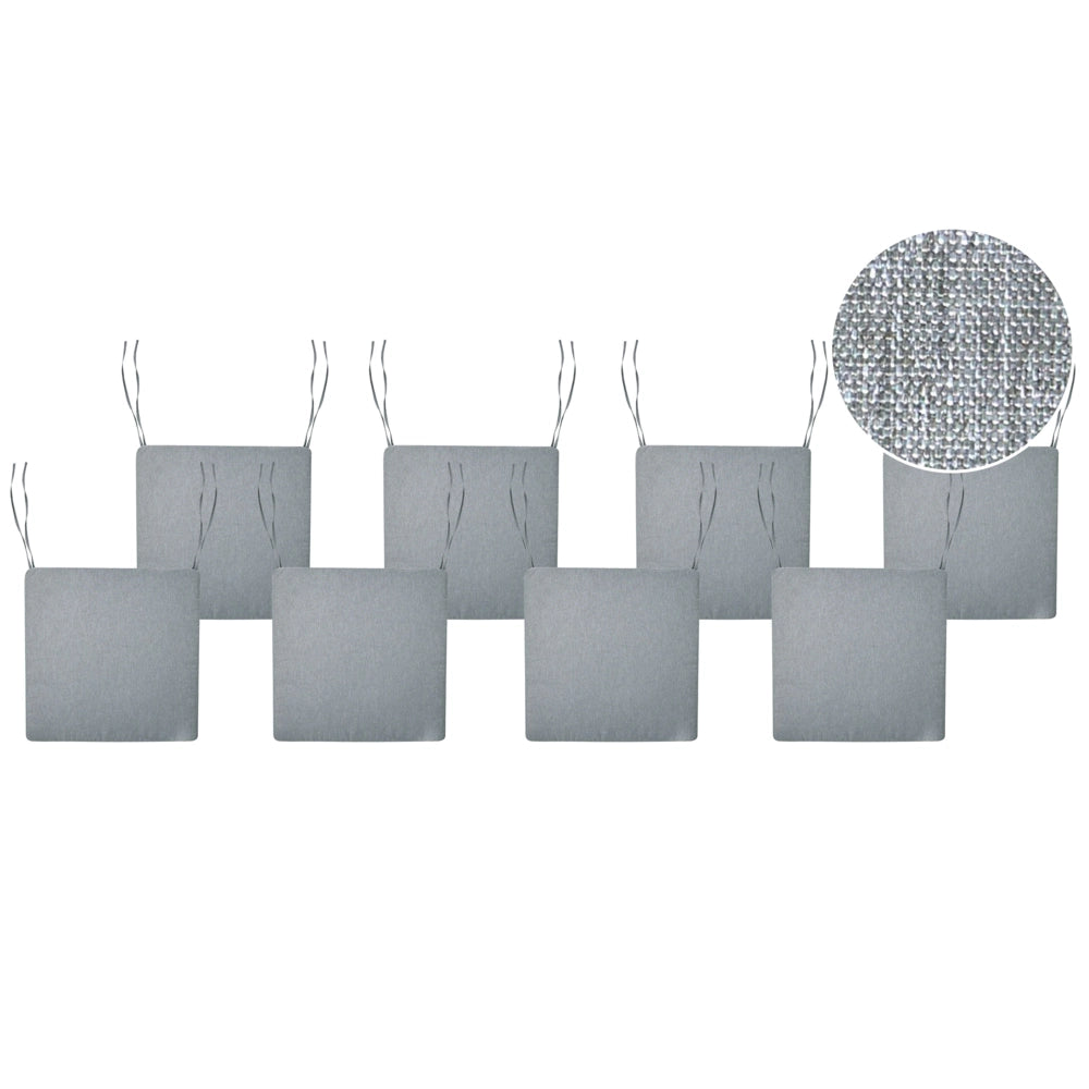 Set di 8 cuscini per sedie da giardino in tessuto poliestere resistente ai raggi UV grigio