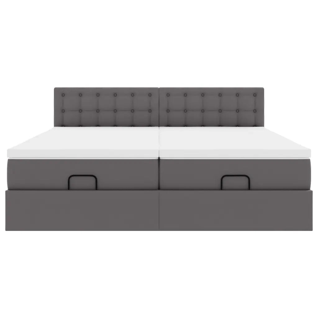 Struttura Letto Pouf con Materassi Grigio 180x200 cm Similpelle 3311959