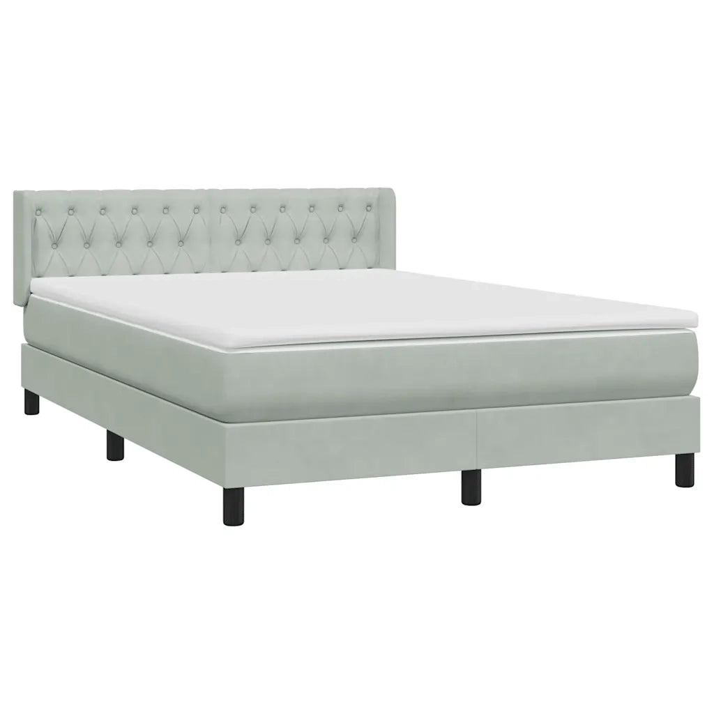 Giroletto a Molle con Materasso Grigio Chiaro 160x220cm Velluto