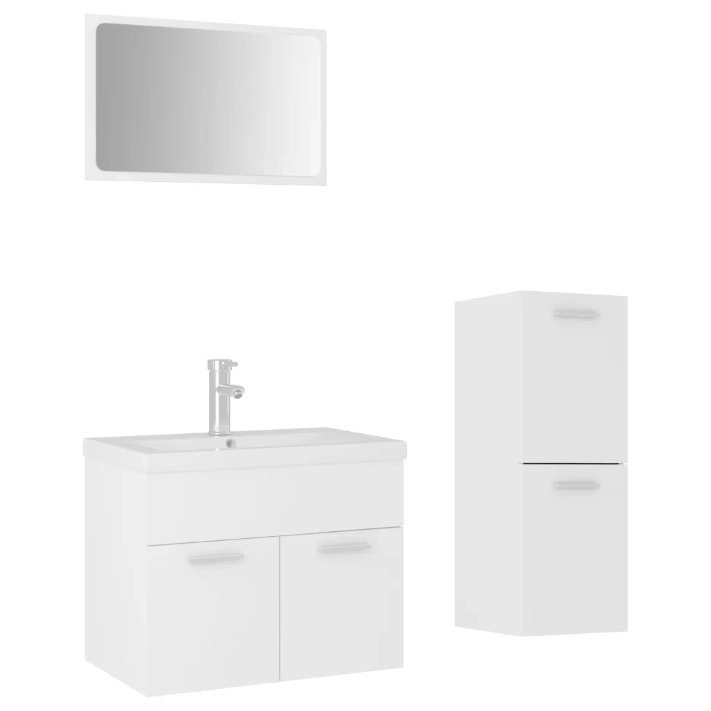 Set Mobili da Bagno | Armadio da bagno Bianco in Legno Multistrato